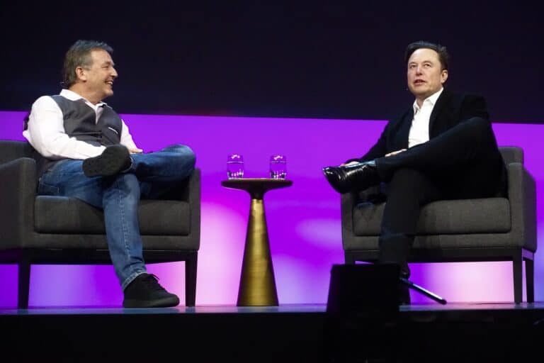 Picture of Chris Anderson on stage with Elon Musk - an interview that took place the day in April 2022 that Musk made an offer to purchase Twitter - to illustrate blog post, "Twitter Turmoil: New Owner, Elon Musk, Shakes Things Up" Image from https://commons.wikimedia.org/wiki/File:Meet_the_new_boss..._Same_as_the_News_boss..._The_Elon_Musk_Twitter_Interview_at_TED_2022_%2852004185747%29.jpg No changes to image. License link: https://creativecommons.org/licenses/by/2.0/deed.en