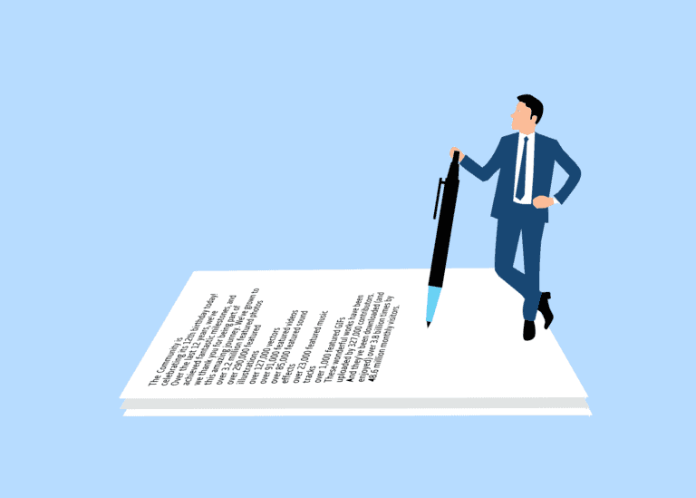 Writer proudly standing on text he's written to illustrate post, Introduction to the Featured Blogs Category Image by Mohamed Hassan from Pixabay